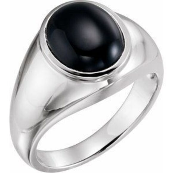 Sterling Silver Natural Black Onyx Ring